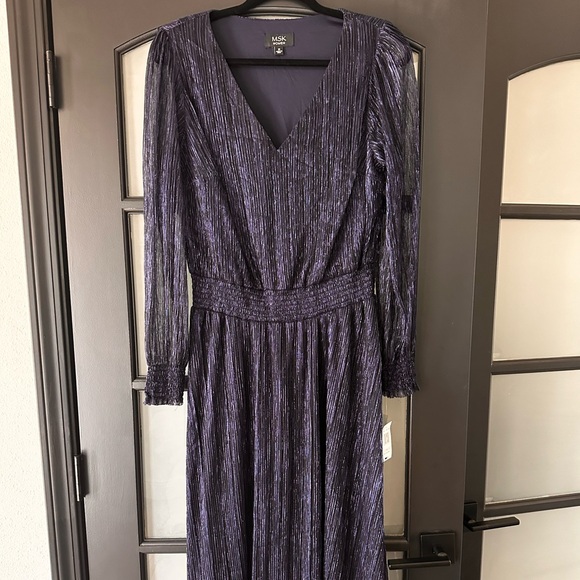 MSK Dresses & Skirts - Navy blue long sleeve midi dress plus size 1X NWT